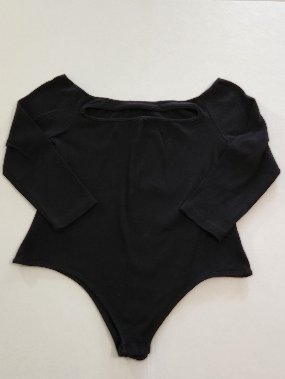 Nasty Gal Black Long Sleeve Scoop-Back Bodysuit Size 16 XL